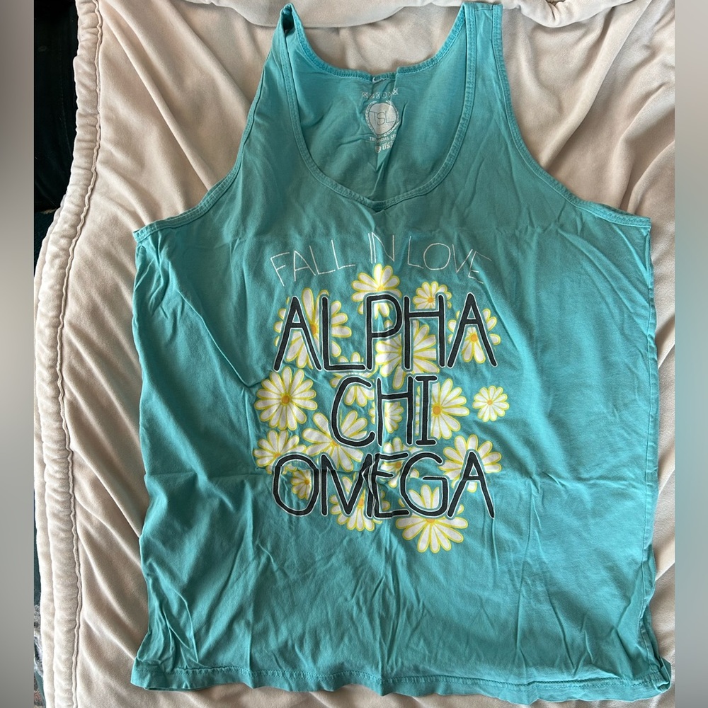 Teal TSL Alpha Chi Flower Tank Top